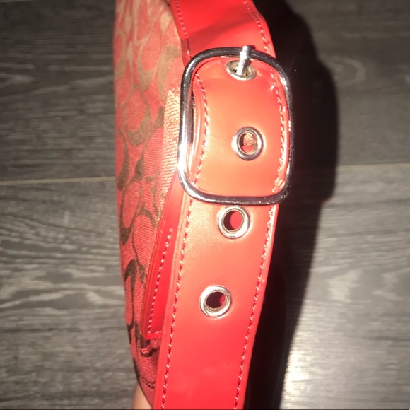 Coach Red Leather Strap Satchel Purse - Picture 3 of 5